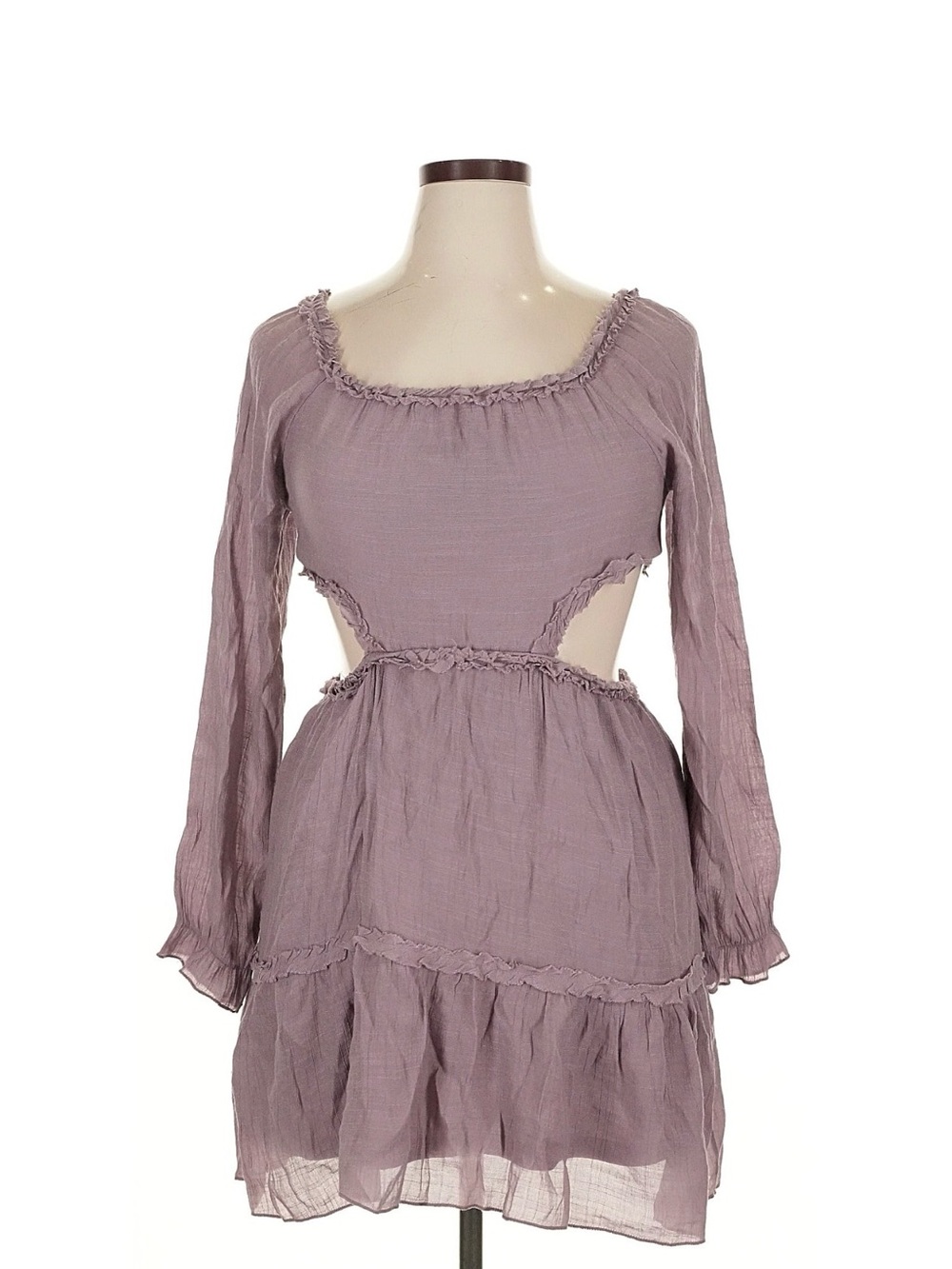 Rebellion Lilac Cutout Long Sleeve Mini Dress